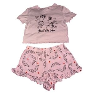 Grayson Social‎ Womens Pink Cherub Graphic Pajama Set Shorts Sleepwear, Size XL
